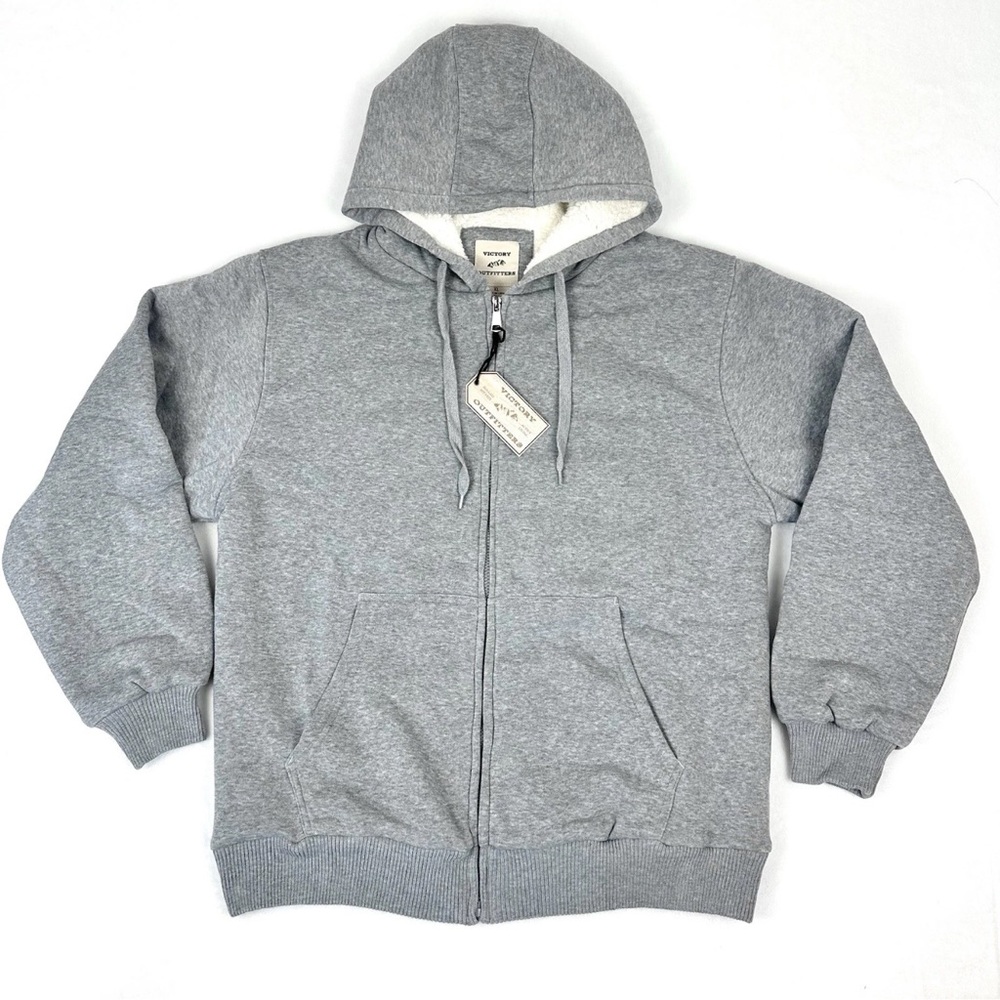 Victory Outfitters Zip Up Hoodie Sz XL Gray Fleece Soft Berber Lining Women New